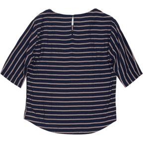 Monsoon Navy Linen Blend Striped Top