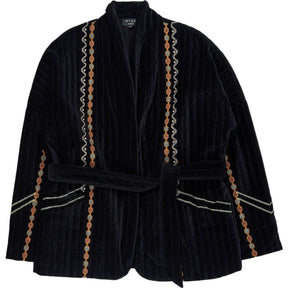 Wyse Black Viola Velvet Embroidered Jacket