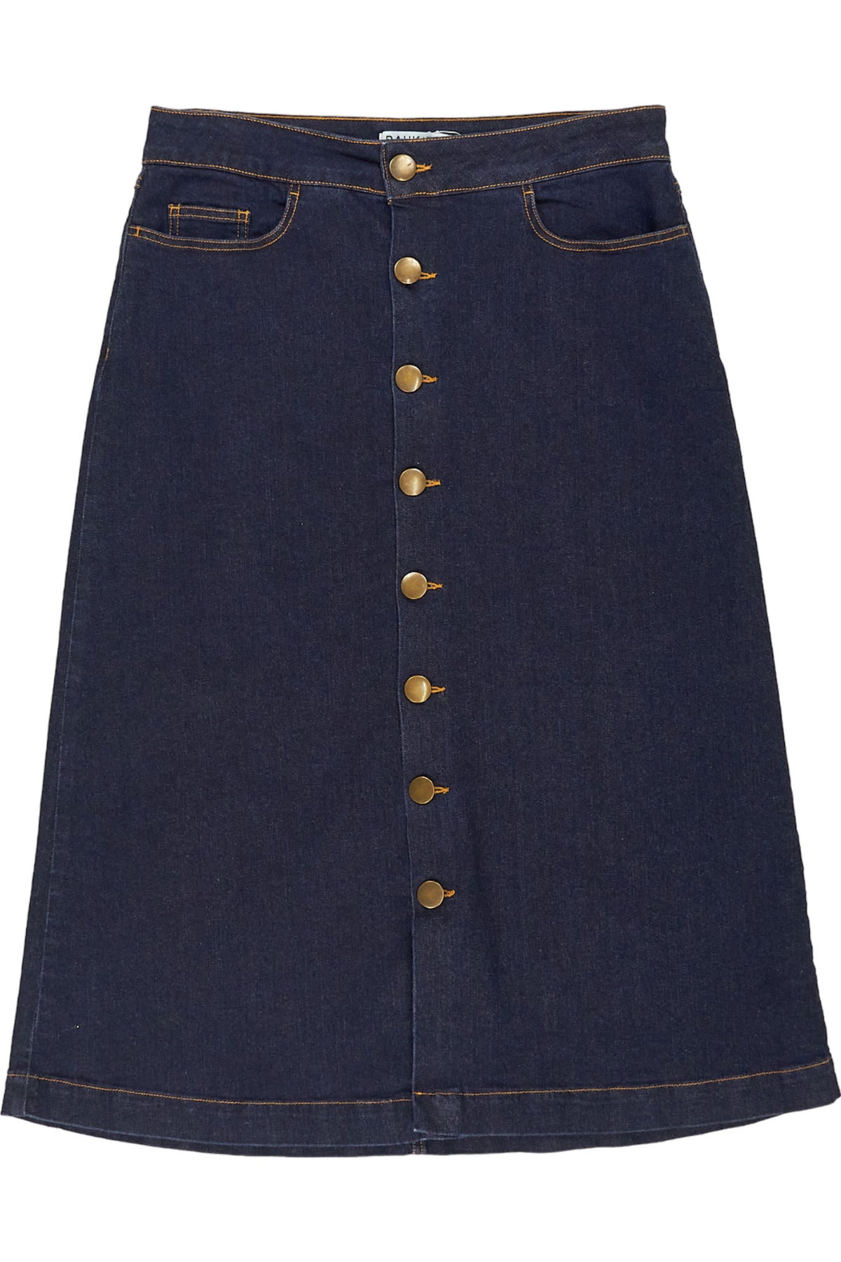 Baukjen Blue Denim Button-Down Midi Skirt