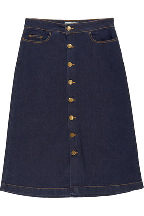 Baukjen Blue Denim Button-Down Midi Skirt