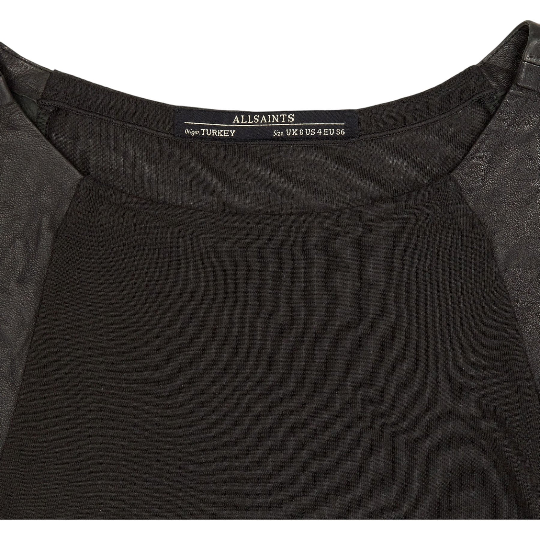 AllSaints Black Leather Trim Tank Top