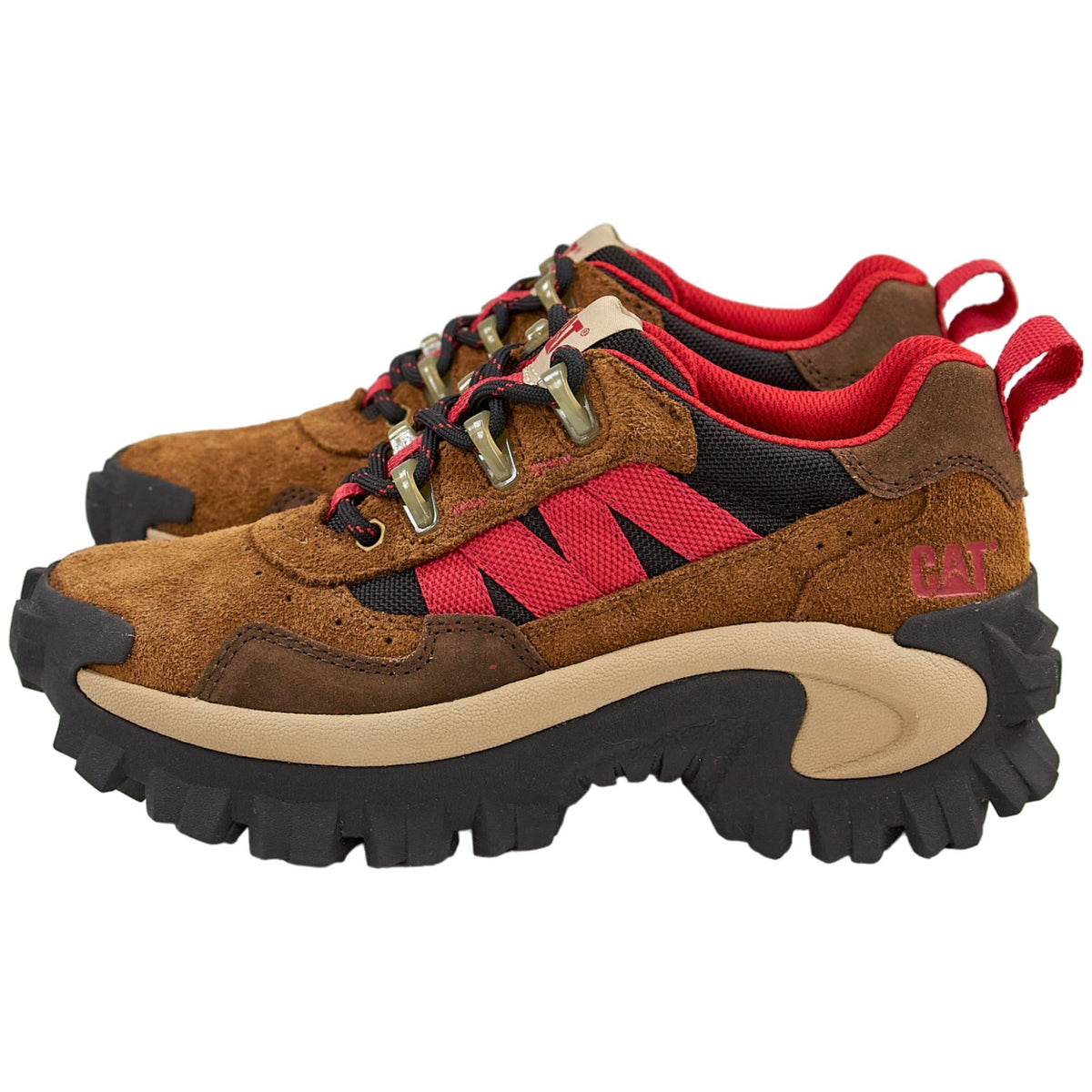 CAT Brown Red Intruder Beta Suede Trainers