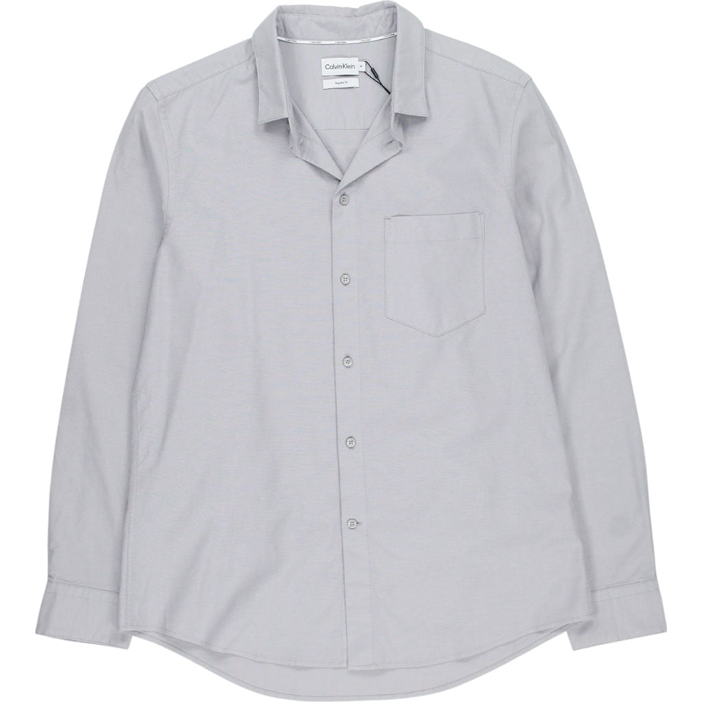 Calvin Klein Silver Grey Oxford Stretch Shirt M
