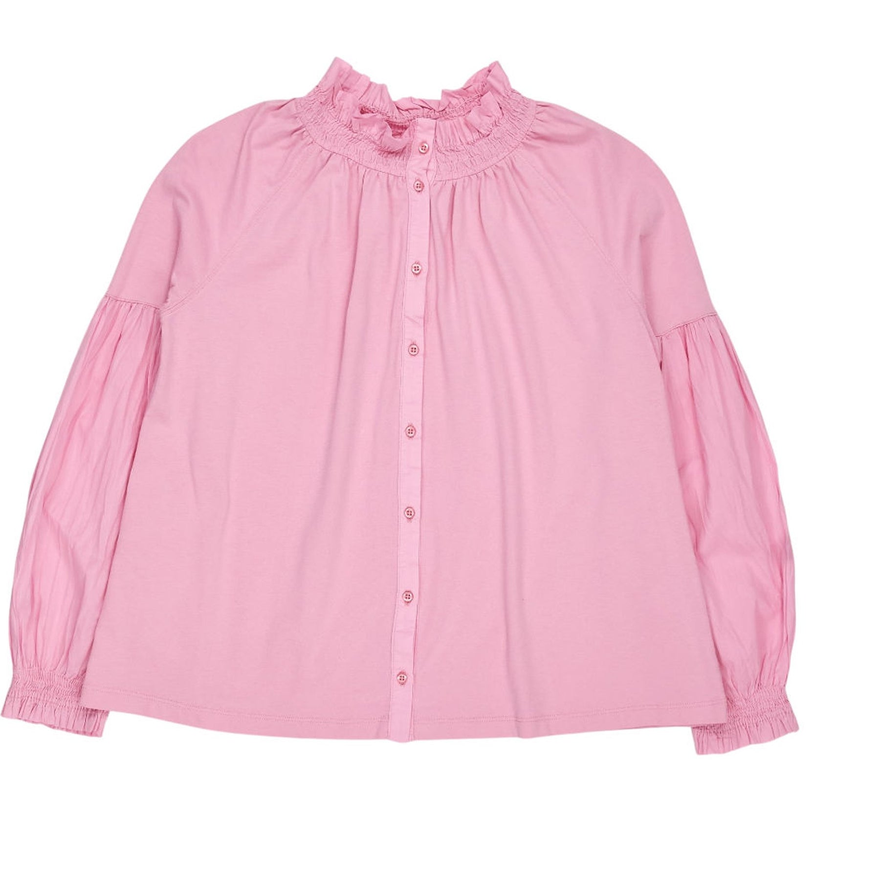 NRBY Pink Ruffle Neck Blouse