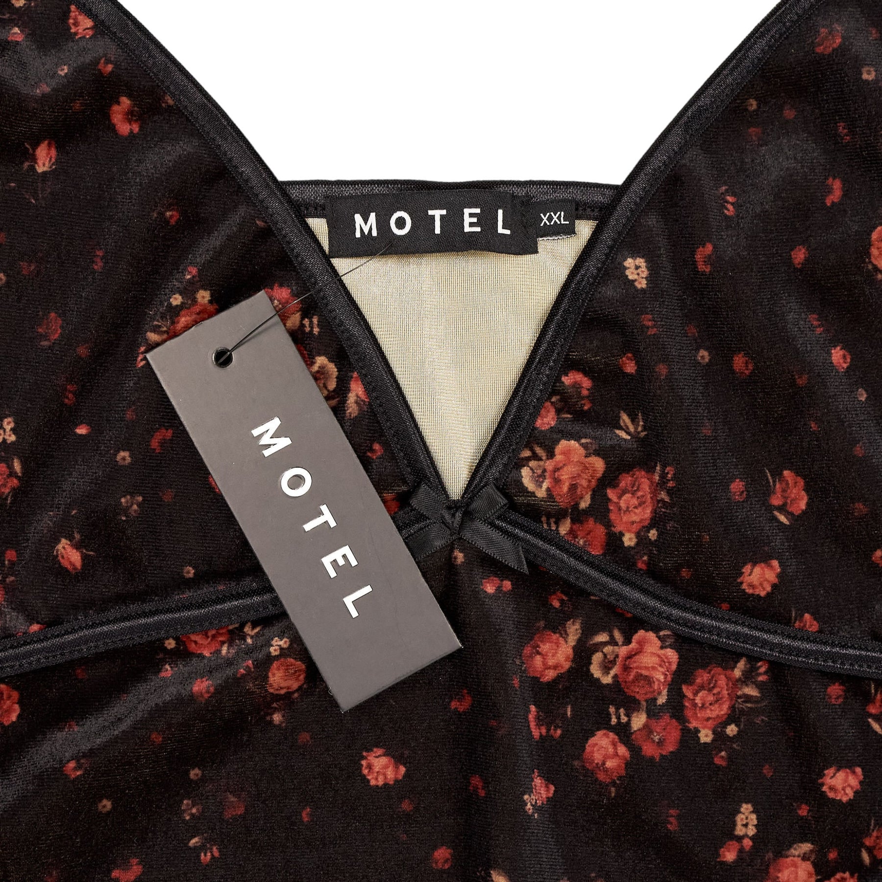 Motel Black Floral Velvet Dress