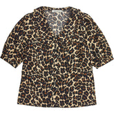 Baukjen Brown Courtney Organic Cotton Leopard Collar Blouse