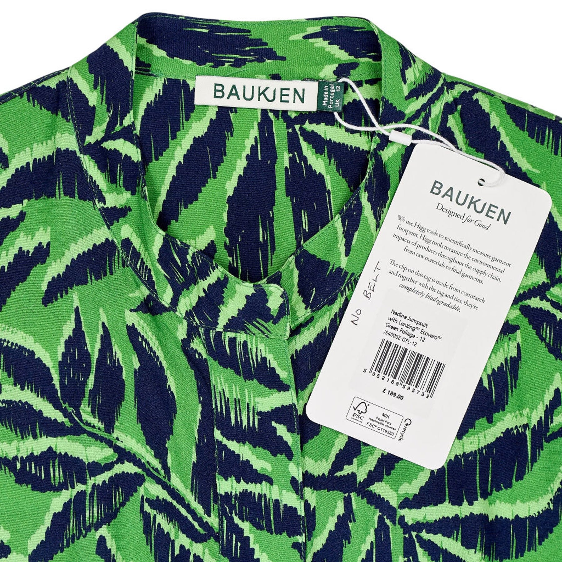 Baukjen Green Leaf Pattern Nadine Jumpsuit
