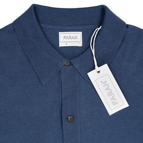 Farah Aegean Blue Knitted Polo Shirt