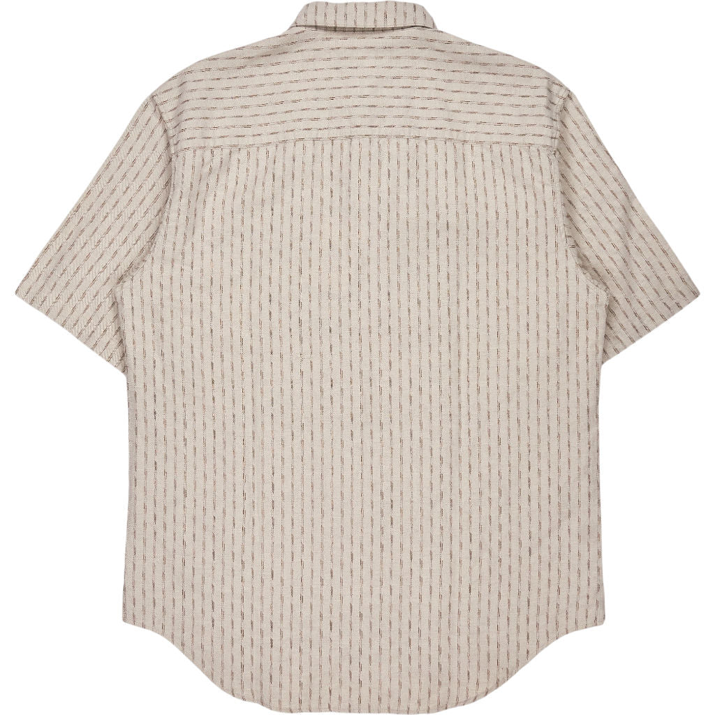 Red Ear Beige Striped Oversized Shirt