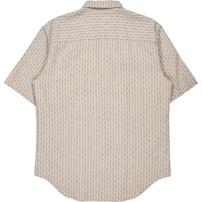 Red Ear Beige Striped Oversized Shirt