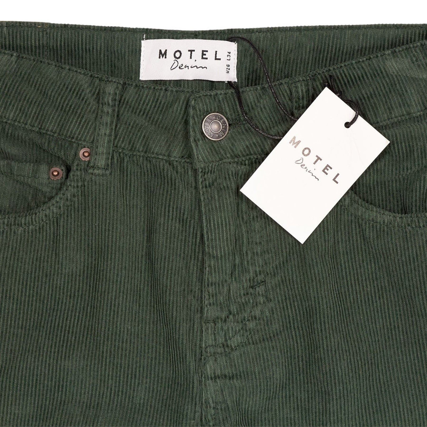 Motel Green Cord Bootleg Jeans