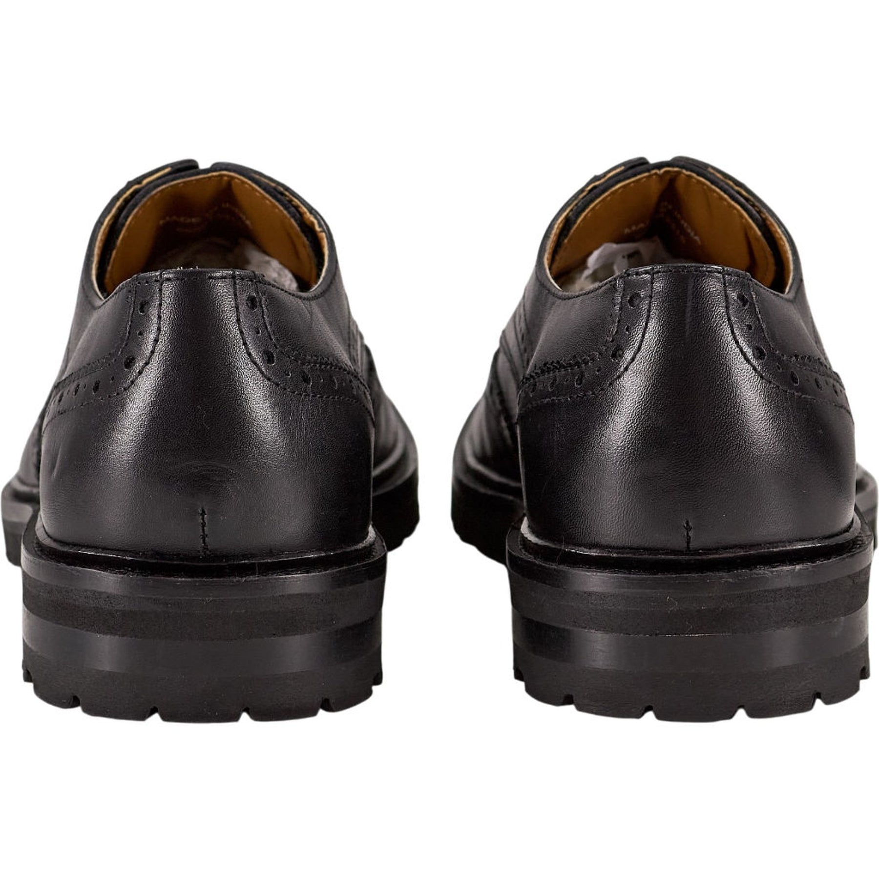Moss Black Chunky Brogue Shoes
