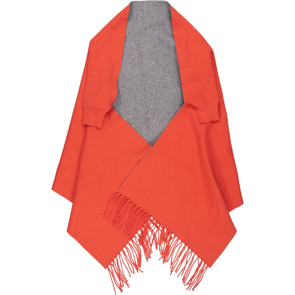 Orange Fringed Open Cardigan