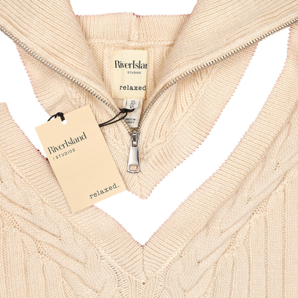 River Island Cream Relaxed Knit Jumper