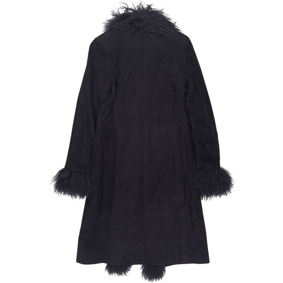 Joseph Black Sheepskin Coat with Fur Trim