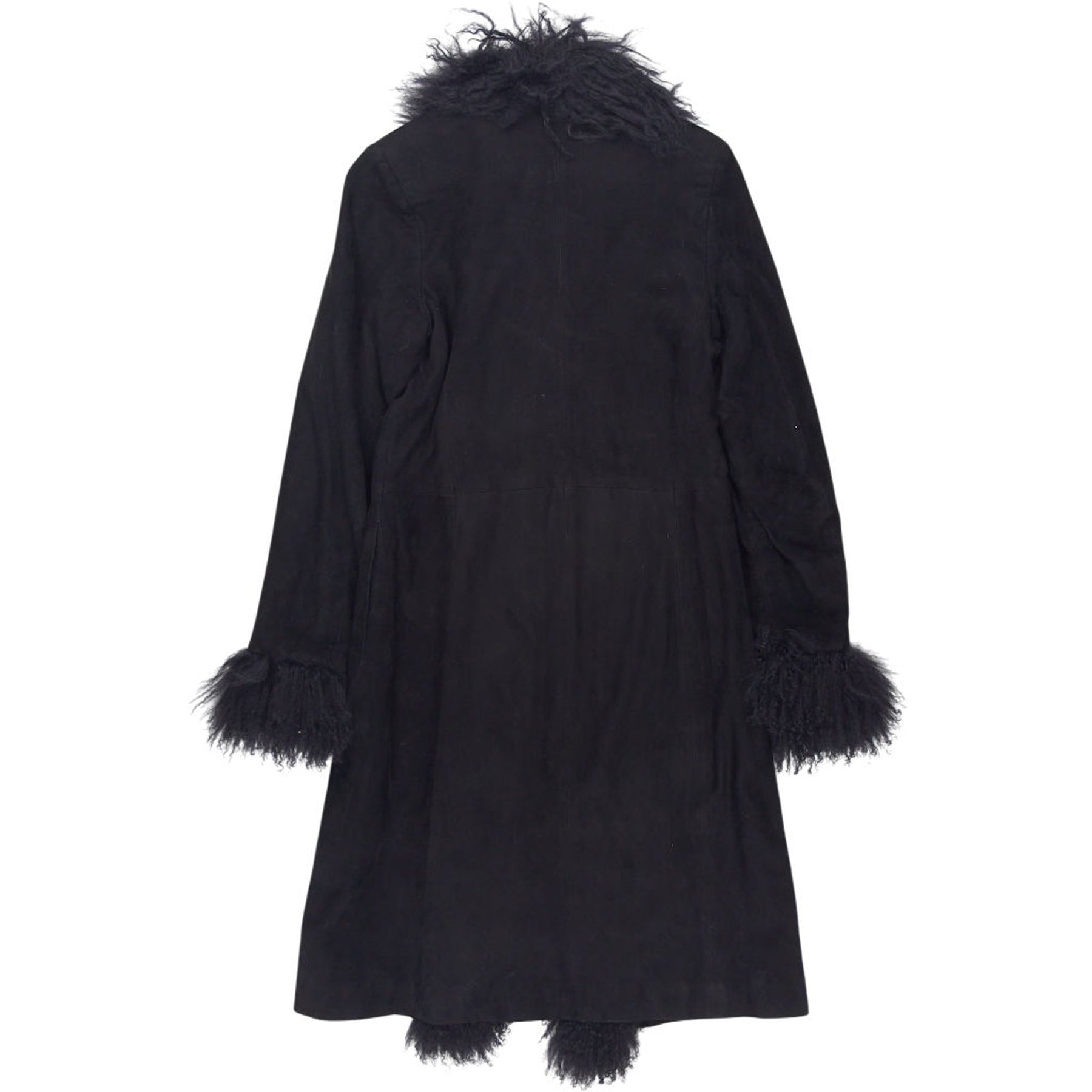 Joseph Black Sheepskin Coat with Fur Trim