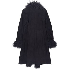 Joseph Black Sheepskin Coat with Fur Trim