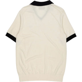 Lyle & Scott Cream Navy V-Neck Polo Shirt