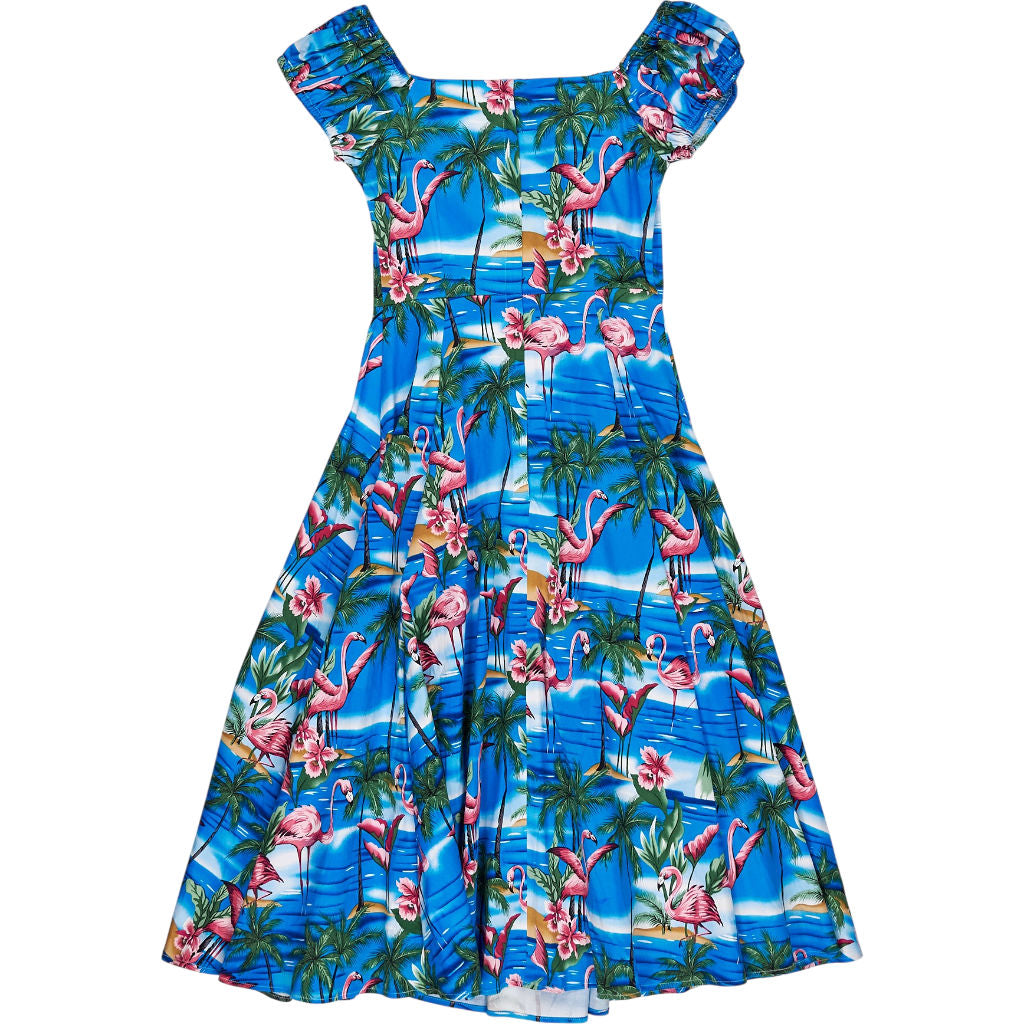 Collectif Blue Flamingo Dolores Swing Dress