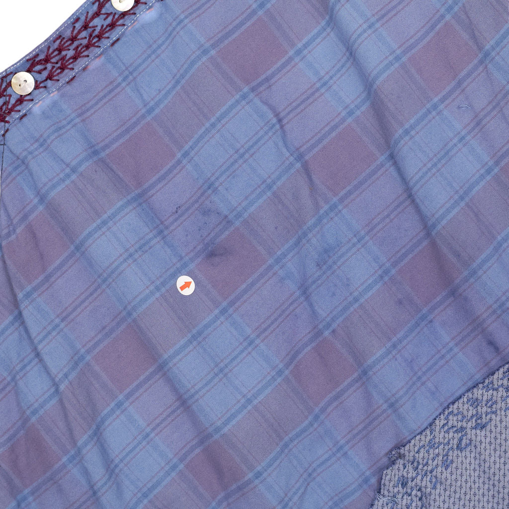 By Walid Blue Check Patchwork Coat