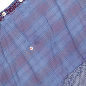 By Walid Blue Check Patchwork Coat