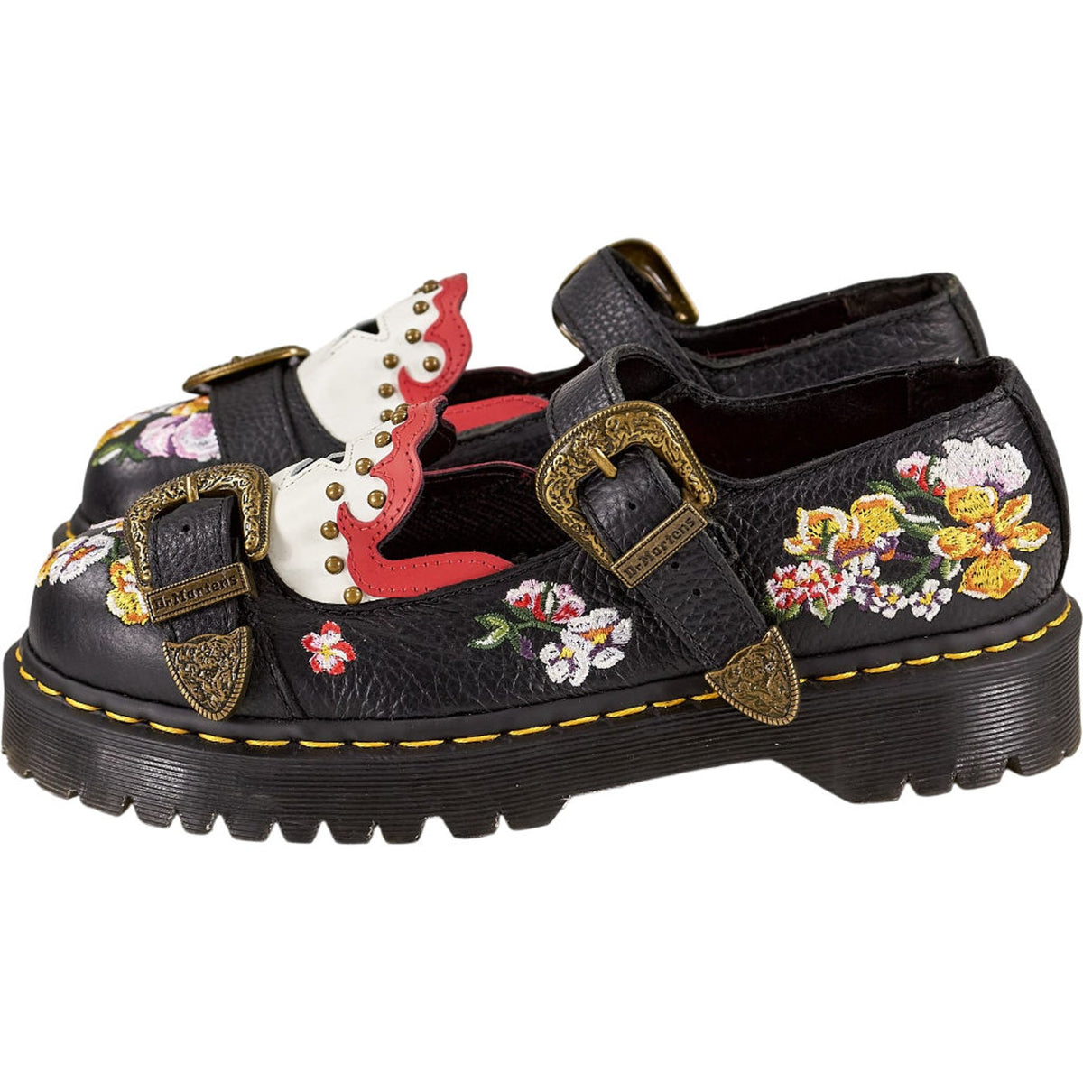 Dr. Martens Black Floral Embroidered Shoes UK 7