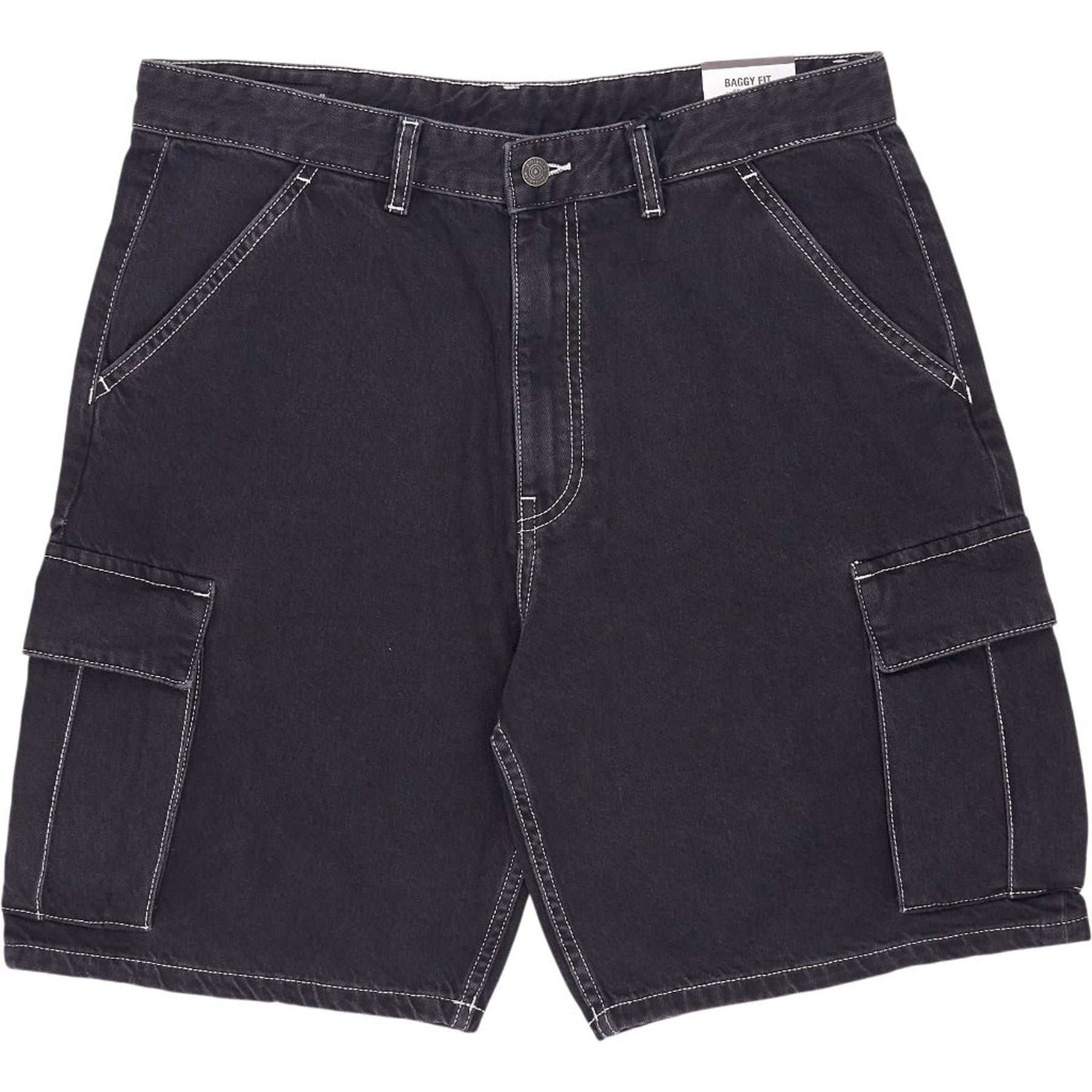 Pull & Bear Black Baggy Cargo Shorts