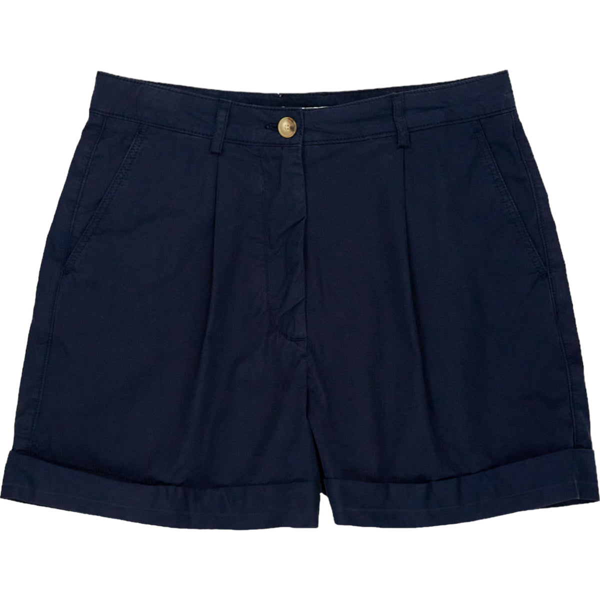 Tommy Hilfiger Navy Cotton Pleated Shorts