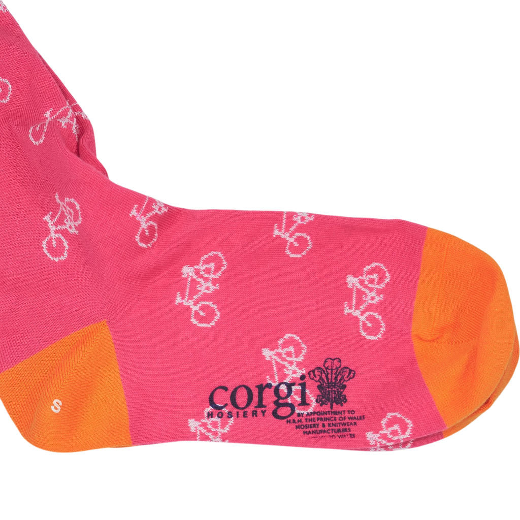 Corgi Pink Bicycle Pattern Socks
