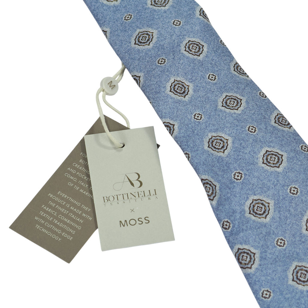 Moss Tessitura Bottinelli Blue Patterned Tie Bundle x 3