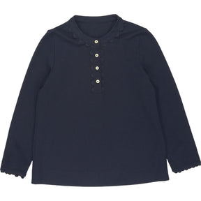 Wyse Navy Scalloped Buttoned Shirt