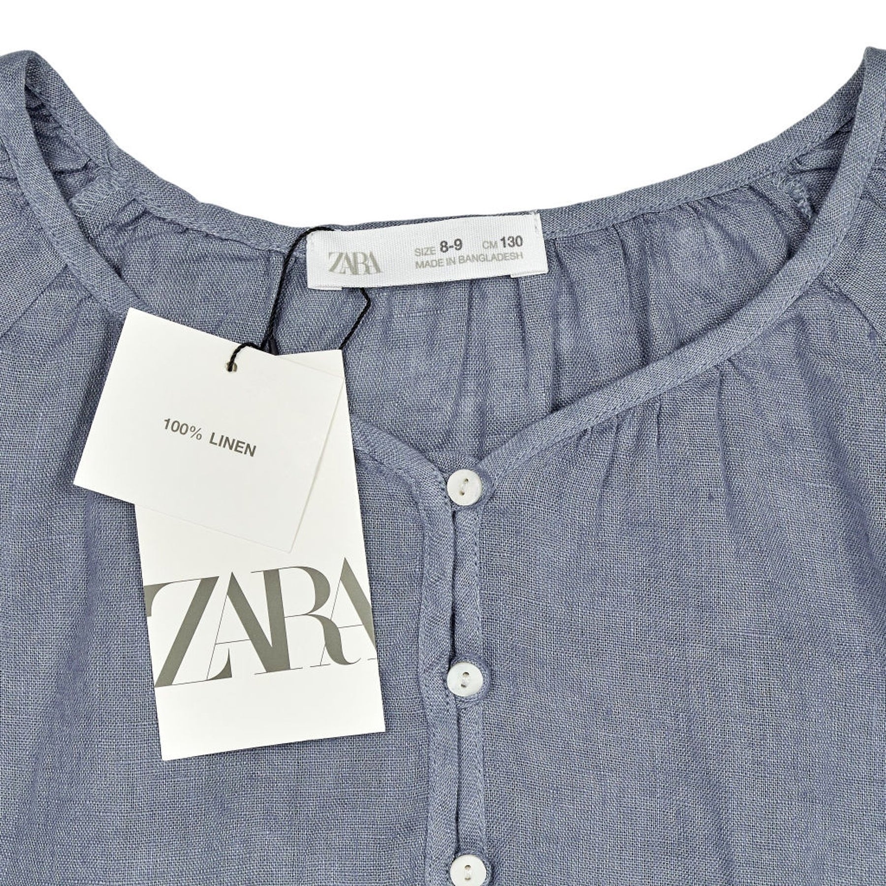 Zara Blue Linen Button-Up Shirt
