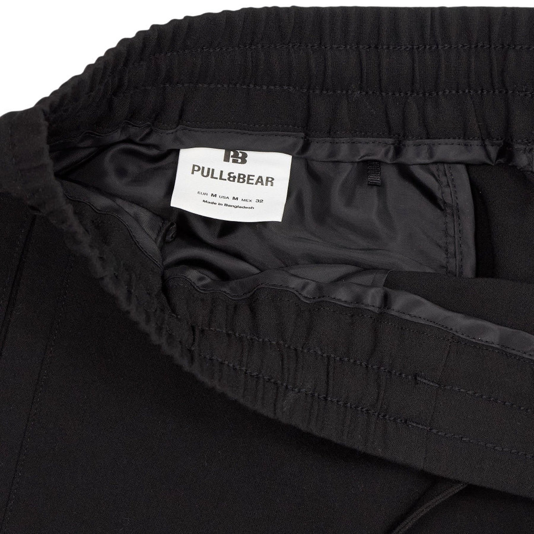 Pull & Bear Black Elastic Waist Trousers