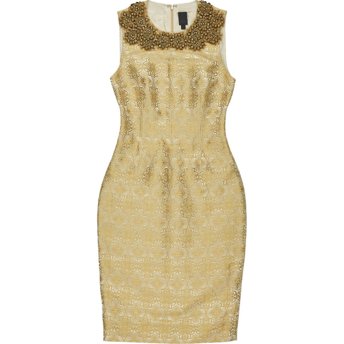 Vera Wang Gold Beaded Sleeveless Dress
