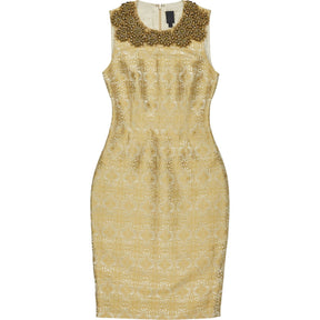 Vera Wang Gold Beaded Sleeveless Dress