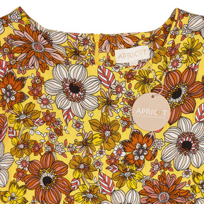 Apricot Yellow 70s Floral Shift Dress