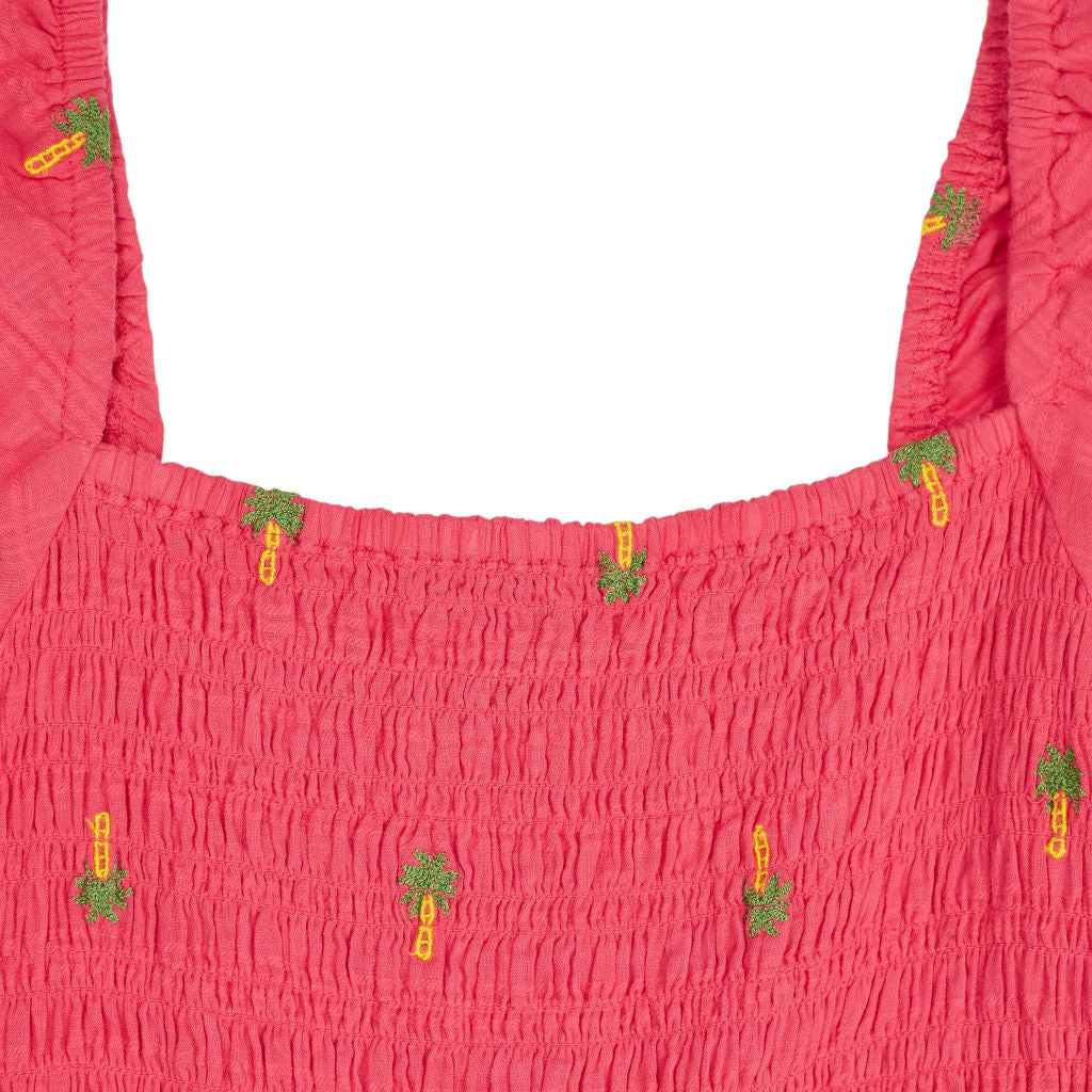 New Look Pink Palm Tree Embroidered Midi Dress