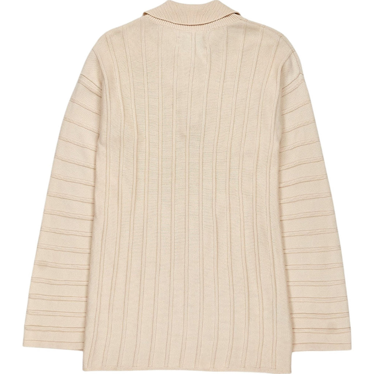 Omnes Beige Ribbed Knit Polo Jumper