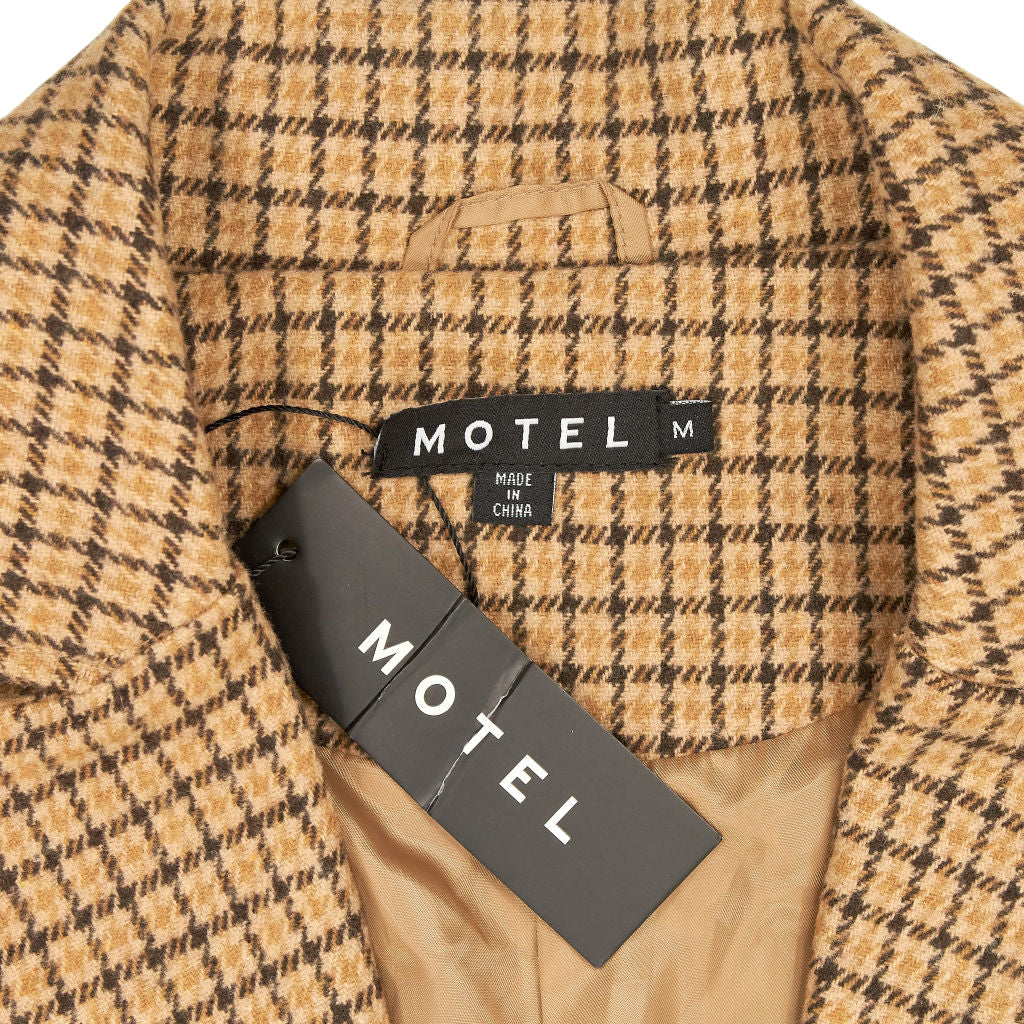 Motel Brown Check Houndstooth Duster Coat