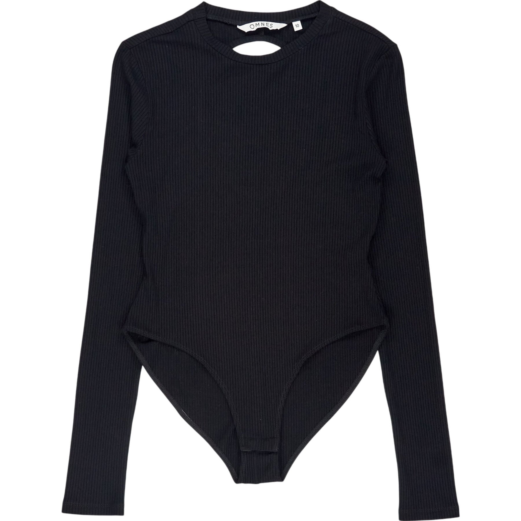 Omnes Black Ribbed Long Sleeve Bodysuit