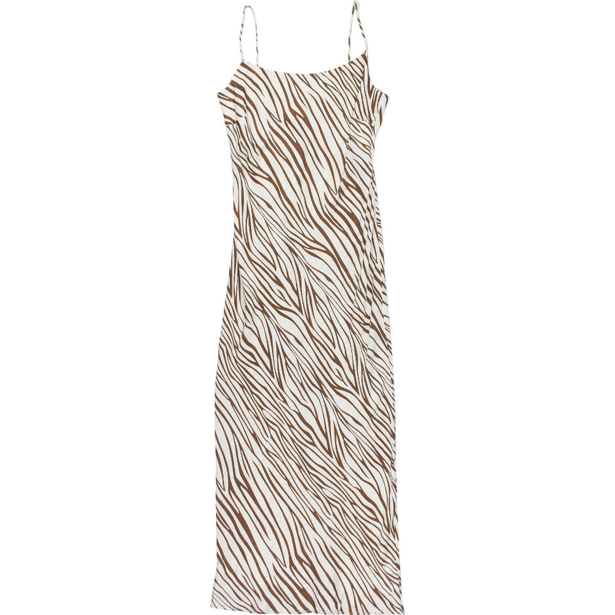 OMNES Brown Zebra Print Strappy Dress