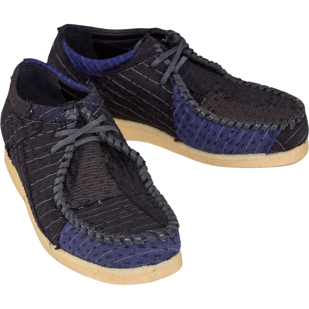 By Walid Black Blue Moccasin Shoes