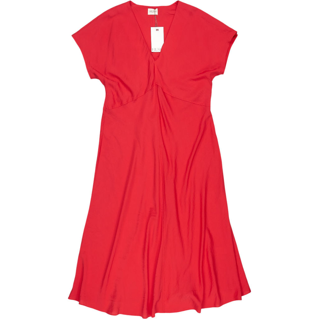 Hush True Red Grace V Neck Midi Dress