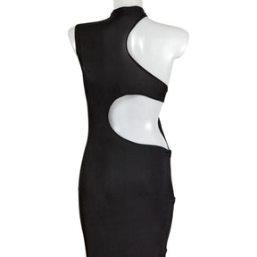 Swanky Modes Vintage Black Asymmetric Cut-Out Dress