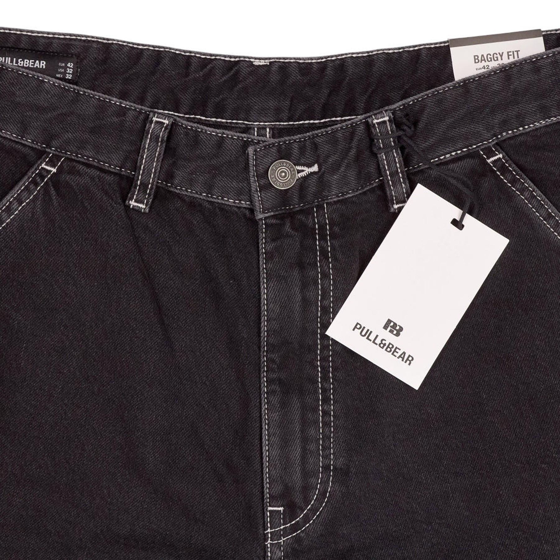 Pull & Bear Black Baggy Cargo Shorts