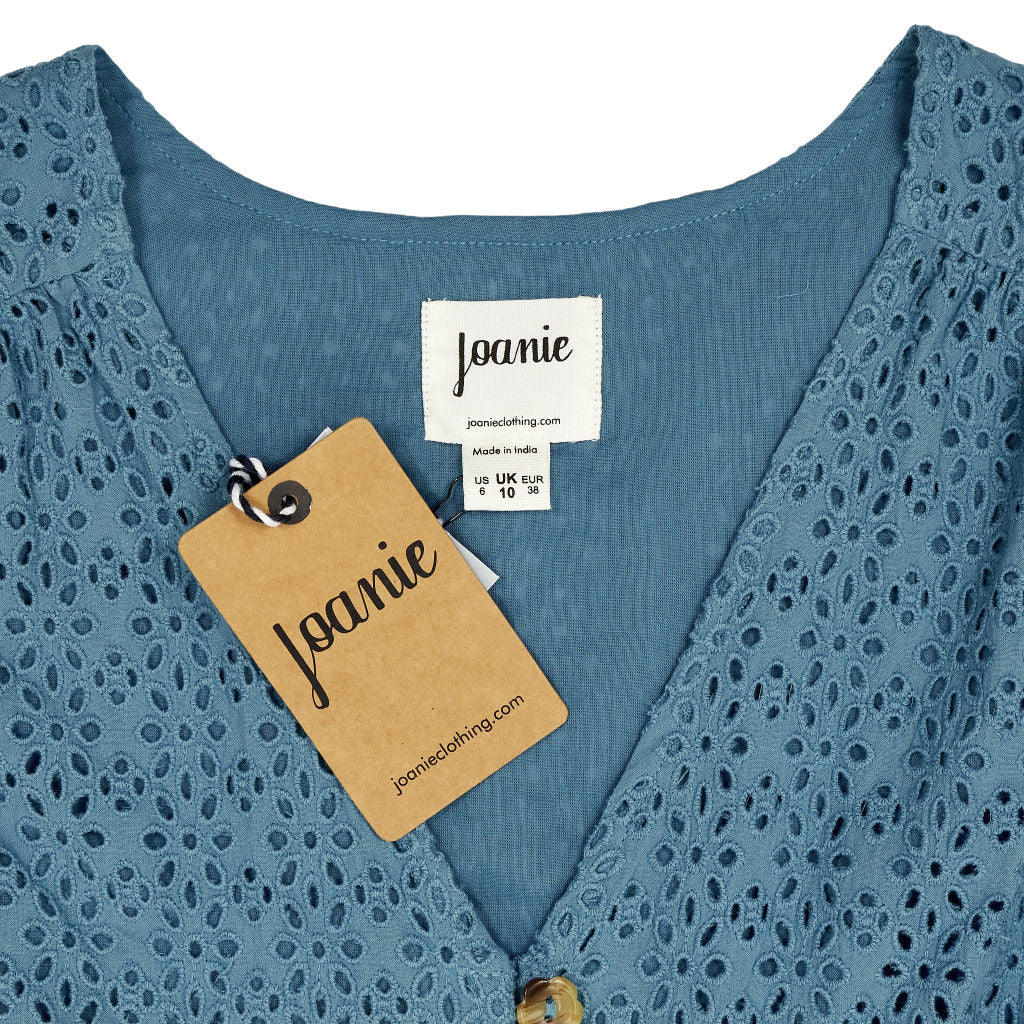 Joanie Adriatic Blue Broderie Blouse