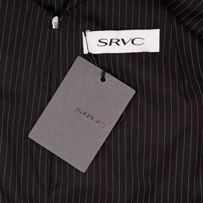 SRVC Black Pinstripe Puffball Dress