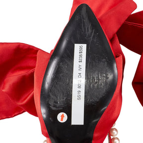 Mother of Pearl Red Bow Accent Heels