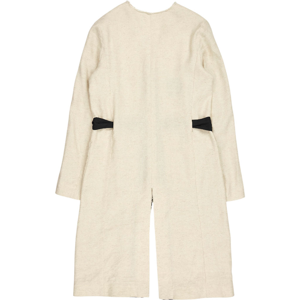 Pinko Cream Linen-Blend Belted Coat