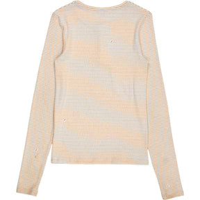 WYSE Striped Beige Long Sleeve Top